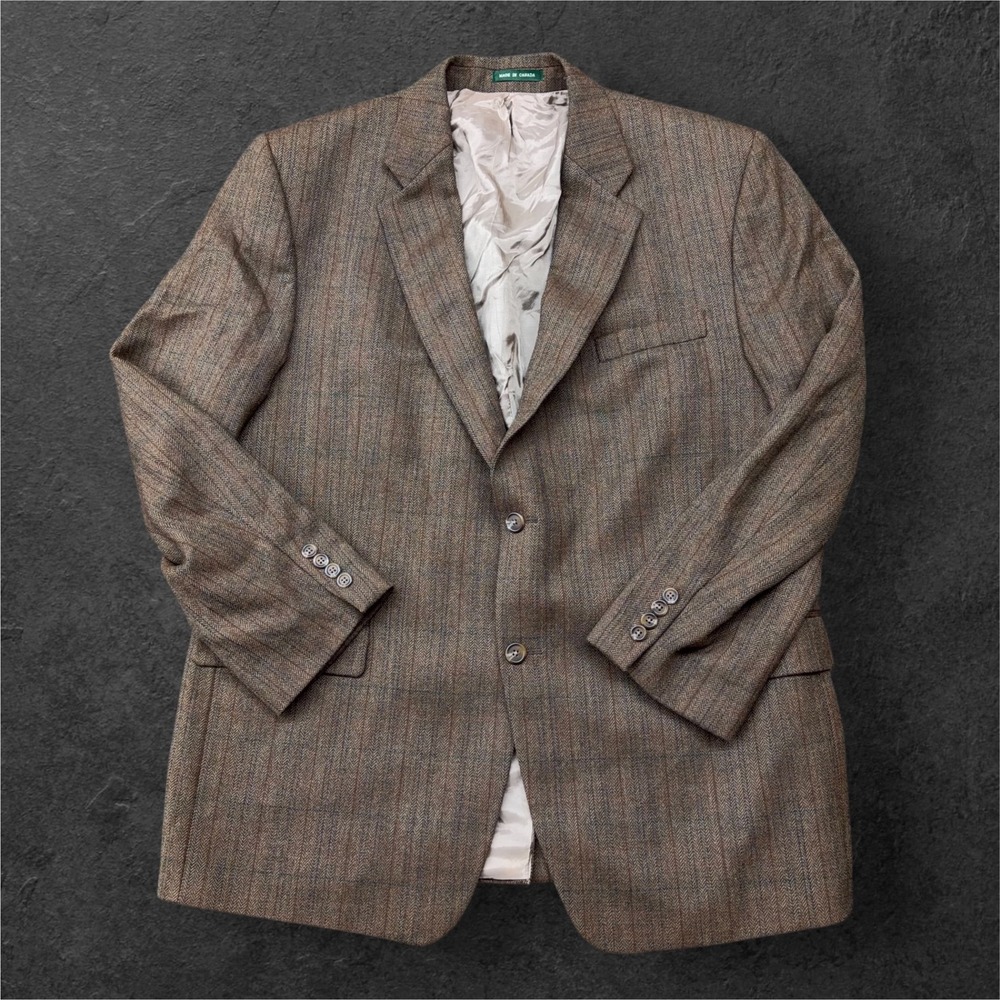 Lauren Ralph Lauren 46R Brown Herringbone Tweed Wool Blazer‎ Sport Coat Canada